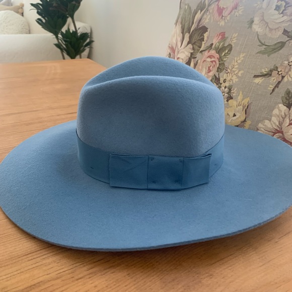 Brixton Piper Hat Smoke Blue Wool Hat Ribbon Bow XS - Picture 2 of 4